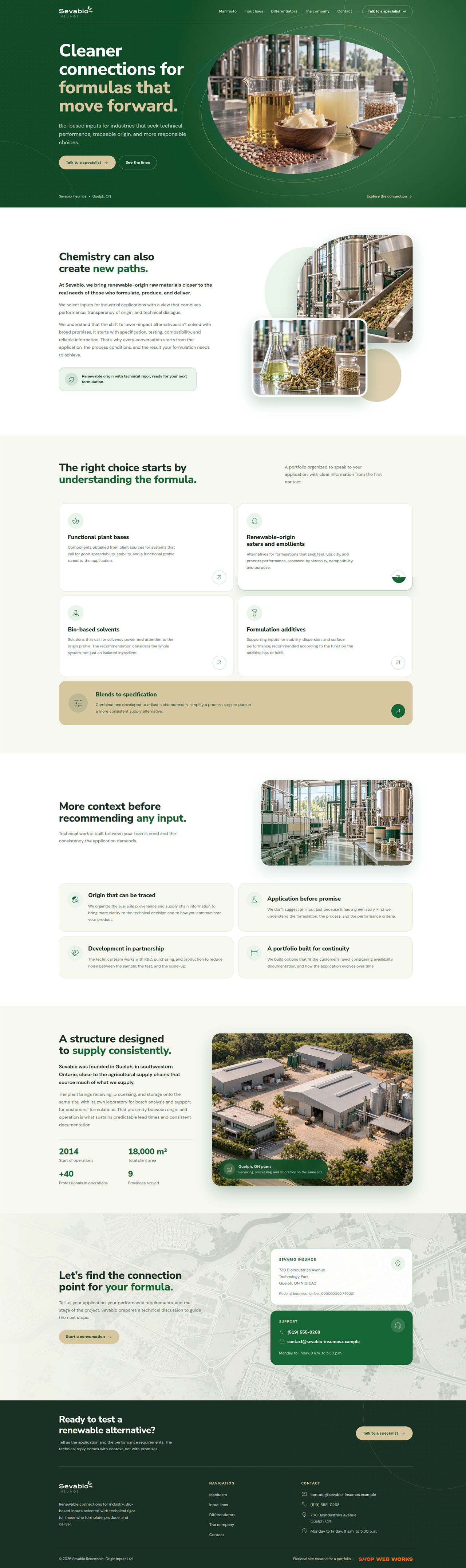 Preview of the Sevabio Insumos website