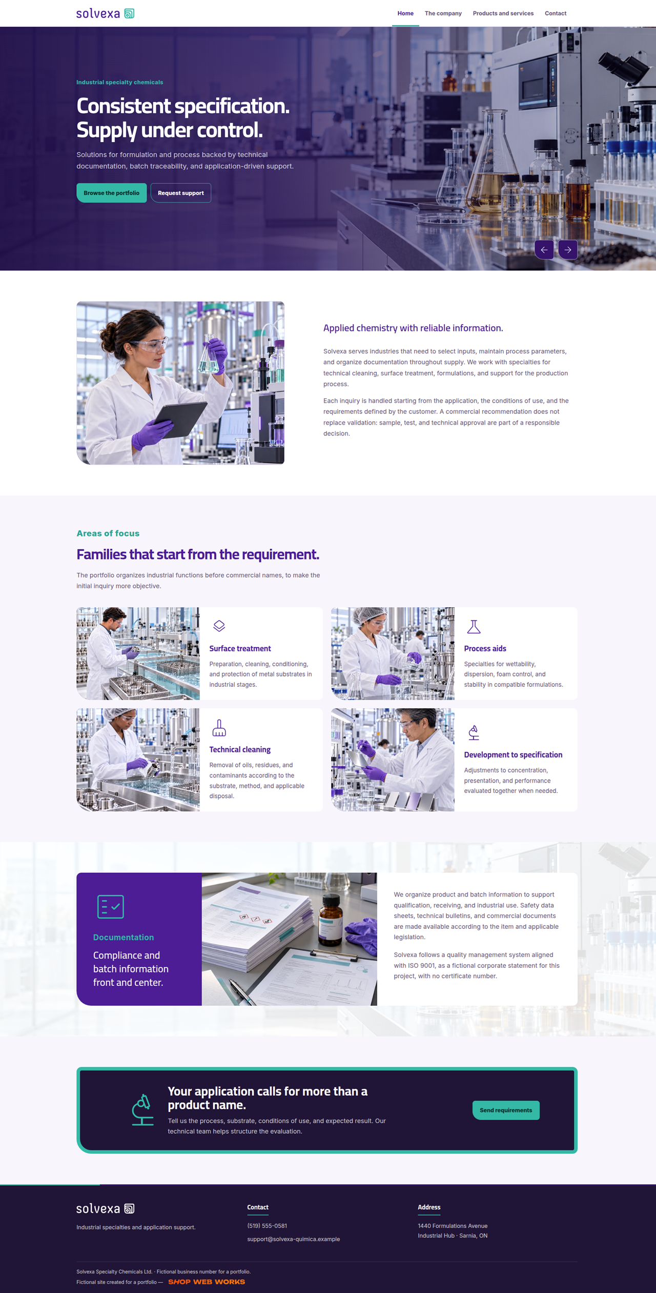 Preview of the Solvexa Química website